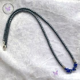 Hematite Necklace With Lapis Lazuli Chips